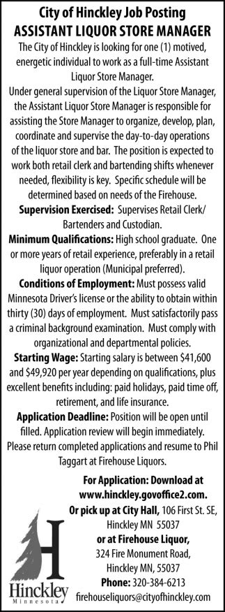 Minnesota City Jobs Assistant Liquor Store Manager Job Big Lake.